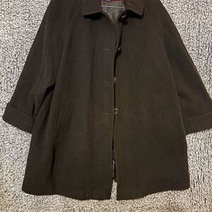 Egara Women's Black Wool Blend Overcoat 2XL Long Winter Casual